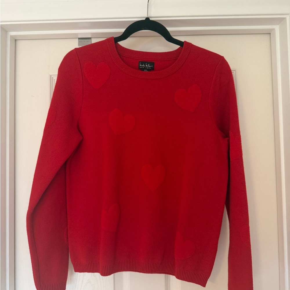 Nicole Miller Red Heart Pattern Sweater